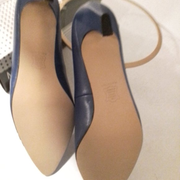 VINTAGE Classic MARQUISE Blue Leather PUMPS DRESS HEELS GORGEOUS! Sz 10 NEWinBOX - Picture 7 of 11
